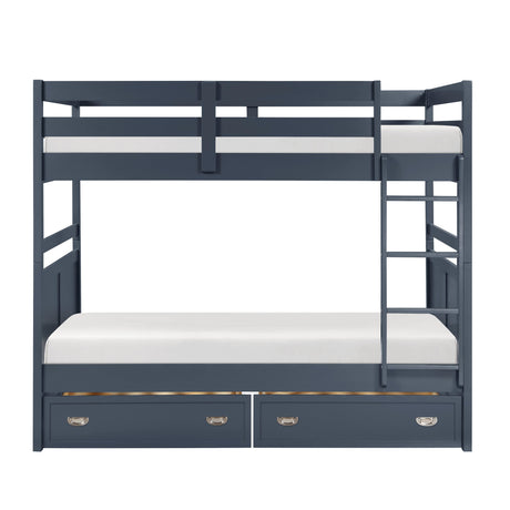Sloane Navy Blue Full/Full Bunk Bed by Homelegance at Eve Furniture