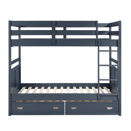 Sloane Navy Blue Full/Full Bunk Bed by Homelegance at Eve Furniture