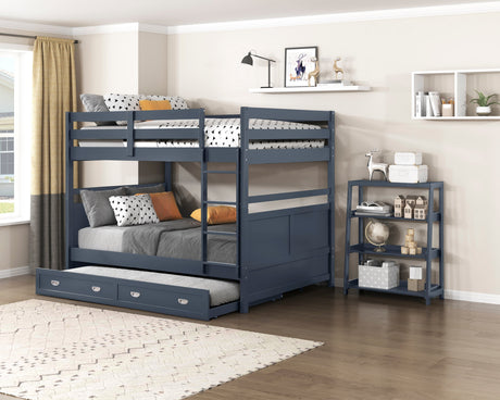 Sloane Navy Blue Full/Full Bunk Bed by Homelegance at Eve Furniture