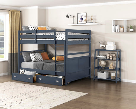 Sloane Navy Blue Full/Full Bunk Bed by Homelegance at Eve Furniture