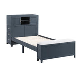 Sloane Navy Blue Twin Bookcase Bed with Hidden Desk, Stool and Storage Bench by Homelegance at Eve Furniture