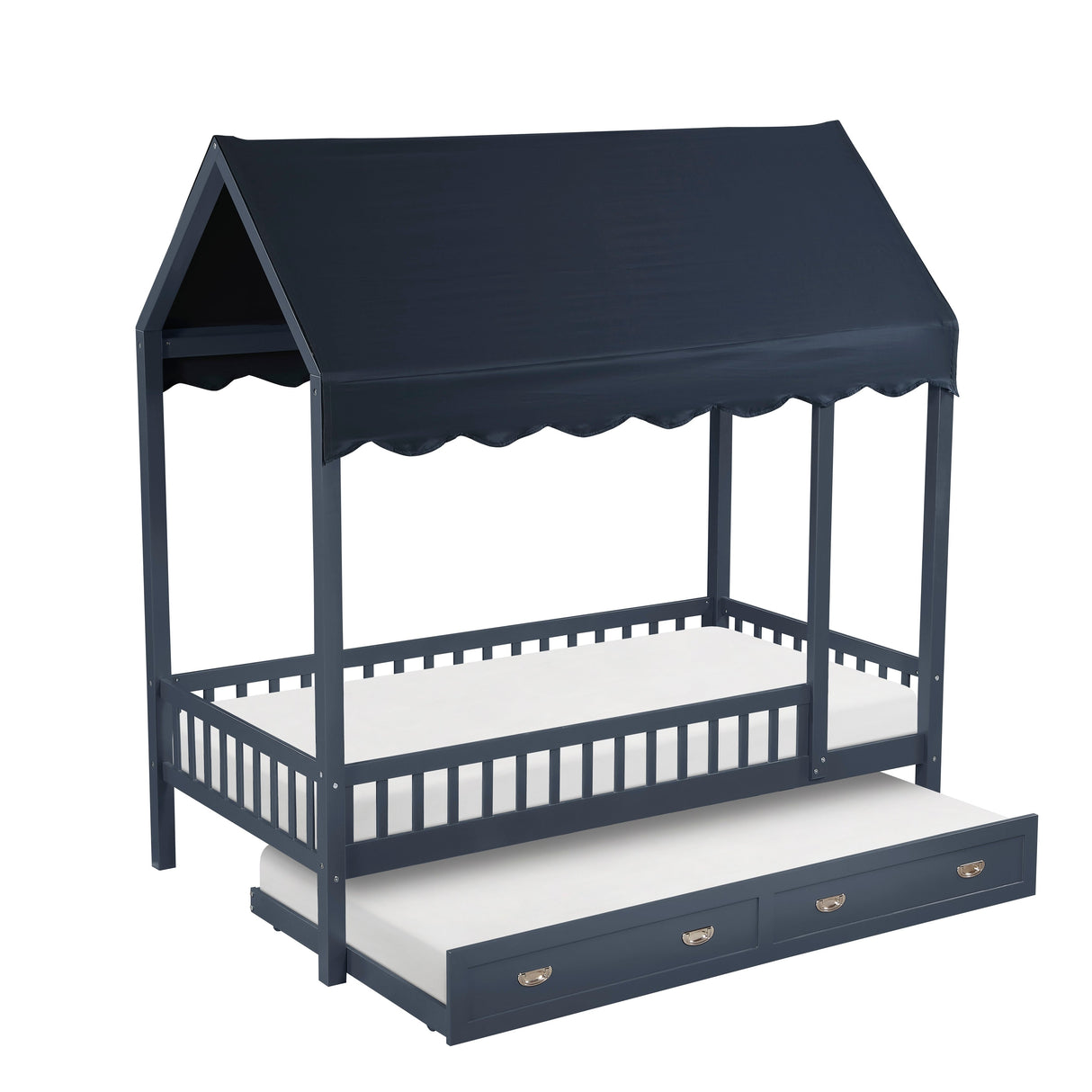 Sloane Navy Blue Twin Canopy Platform Bed by Homelegance at Eve Furniture