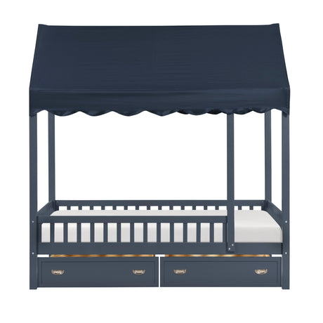Sloane Navy Blue Twin Canopy Platform Bed by Homelegance at Eve Furniture