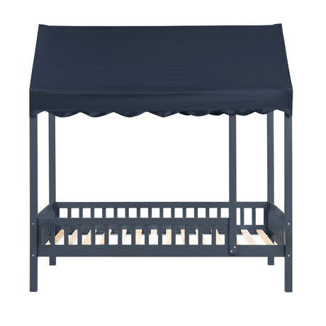 Sloane Navy Blue Twin Canopy Platform Bed by Homelegance at Eve Furniture