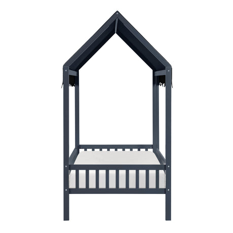 Sloane Navy Blue Twin Canopy Platform Bed by Homelegance at Eve Furniture