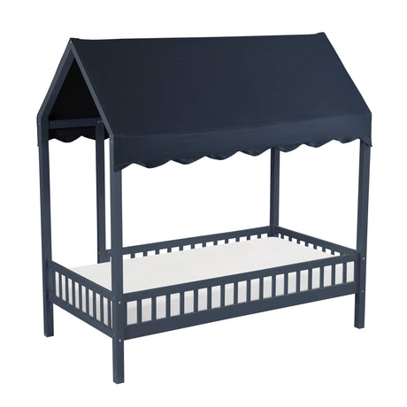 Sloane Navy Blue Twin Canopy Platform Bed by Homelegance at Eve Furniture