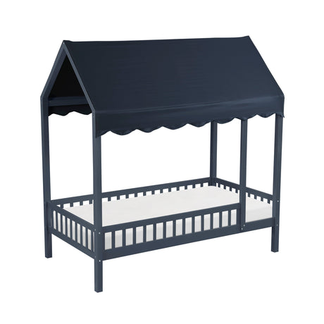 Sloane Navy Blue Twin Canopy Platform Bed by Homelegance at Eve Furniture