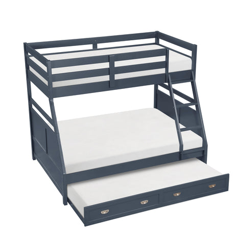 Sloane Navy Blue Twin/Full Bunk Bed by Homelegance at Eve Furniture
