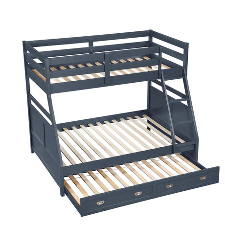 Sloane Navy Blue Twin/Full Bunk Bed by Homelegance at Eve Furniture