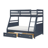 Sloane Navy Blue Twin/Full Bunk Bed by Homelegance at Eve Furniture