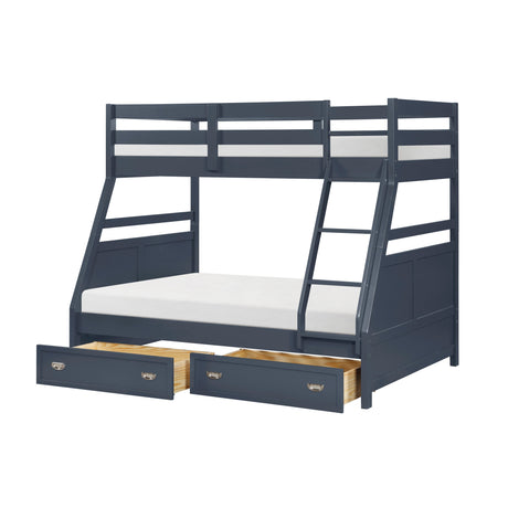 Sloane Navy Blue Twin/Full Bunk Bed by Homelegance at Eve Furniture
