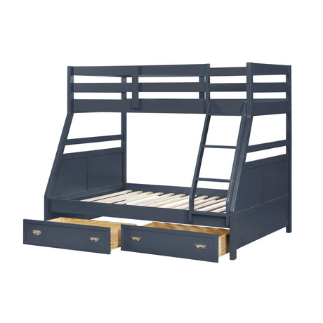 Sloane Navy Blue Twin/Full Bunk Bed by Homelegance at Eve Furniture