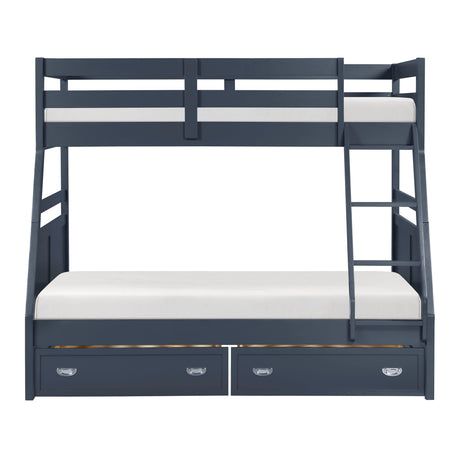 Sloane Navy Blue Twin/Full Bunk Bed by Homelegance at Eve Furniture