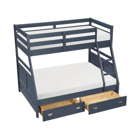 Sloane Navy Blue Twin/Full Bunk Bed by Homelegance at Eve Furniture