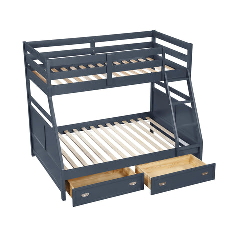Sloane Navy Blue Twin/Full Bunk Bed by Homelegance at Eve Furniture