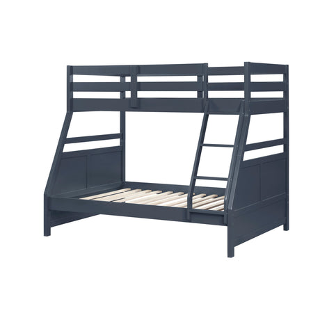 Sloane Navy Blue Twin/Full Bunk Bed by Homelegance at Eve Furniture