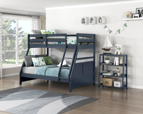 Sloane Navy Blue Twin/Full Bunk Bed by Homelegance at Eve Furniture
