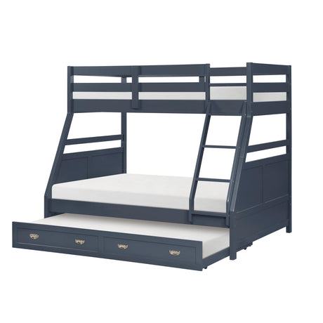 Sloane Navy Blue Twin/Full Bunk Bed by Homelegance at Eve Furniture