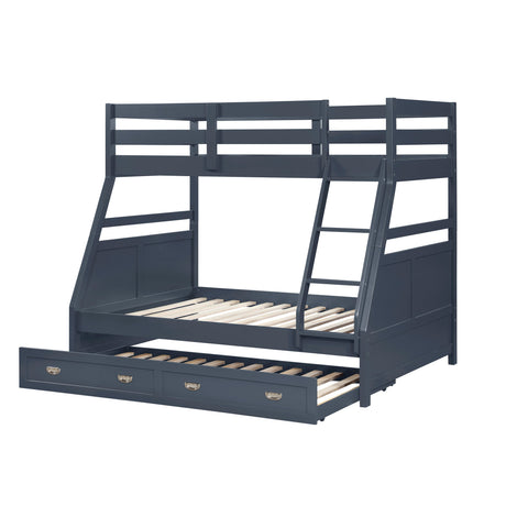 Sloane Navy Blue Twin/Full Bunk Bed by Homelegance at Eve Furniture