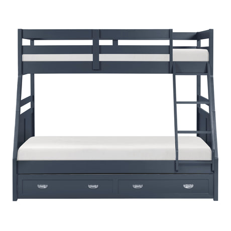 Sloane Navy Blue Twin/Full Bunk Bed by Homelegance at Eve Furniture