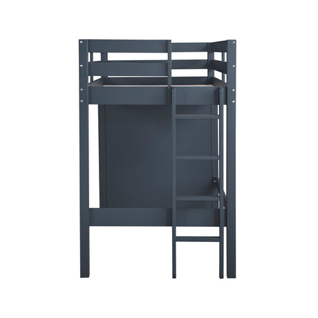 Sloane Navy Blue Twin/Full Loft Bunk Bed with Chest and Hidden Desk by Homelegance at Eve Furniture