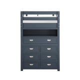 Sloane Navy Blue Twin/Full Loft Bunk Bed with Chest and Hidden Desk by Homelegance at Eve Furniture