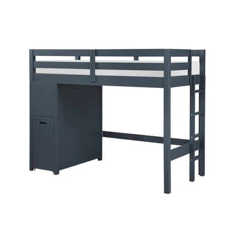 Sloane Navy Blue Twin/Full Loft Bunk Bed with Chest and Hidden Desk by Homelegance at Eve Furniture