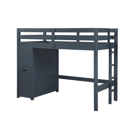 Sloane Navy Blue Twin/Full Loft Bunk Bed with Chest and Hidden Desk by Homelegance at Eve Furniture