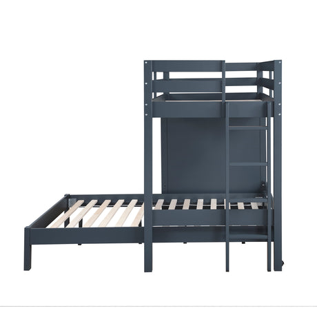 Sloane Navy Blue Twin/Full Loft Bunk Bed with Chest and Hidden Desk by Homelegance at Eve Furniture