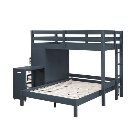 Sloane Navy Blue Twin/Full Loft Bunk Bed with Chest and Hidden Desk by Homelegance at Eve Furniture