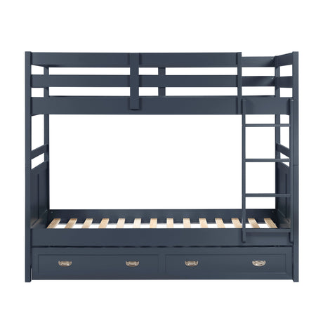 Sloane Navy Blue Twin/Twin Bunk Bed by Homelegance at Eve Furniture