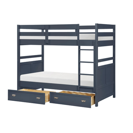 Sloane Navy Blue Twin/Twin Bunk Bed by Homelegance at Eve Furniture