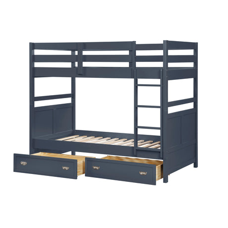 Sloane Navy Blue Twin/Twin Bunk Bed by Homelegance at Eve Furniture