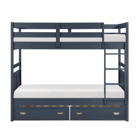 Sloane Navy Blue Twin/Twin Bunk Bed by Homelegance at Eve Furniture