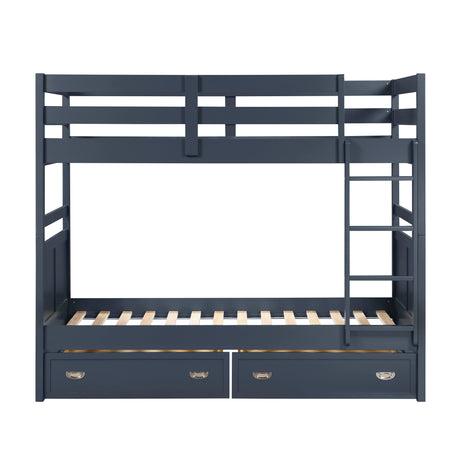 Sloane Navy Blue Twin/Twin Bunk Bed by Homelegance at Eve Furniture