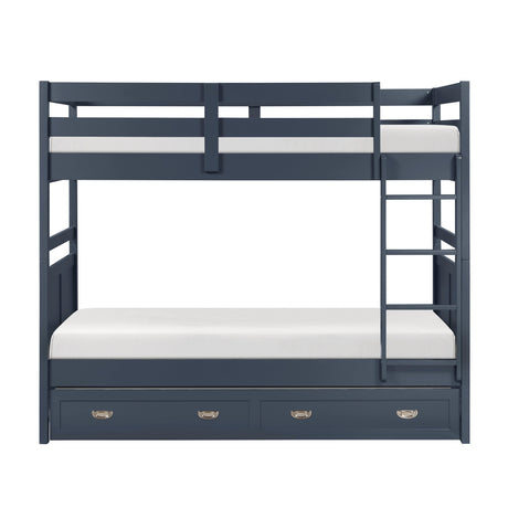 Sloane Navy Blue Twin/Twin Bunk Bed by Homelegance at Eve Furniture
