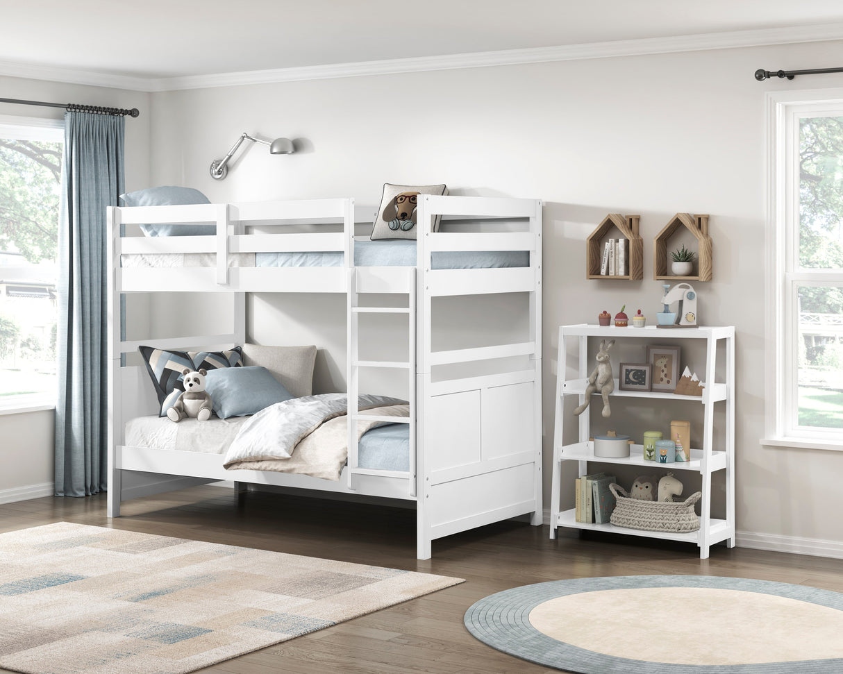 Sloane White Bookcase with 3 Fixed Shelves by Homelegance at Eve Furniture