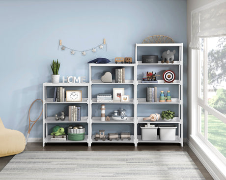 Sloane White Bookcase with 4 Fixed Shelves by Homelegance at Eve Furniture