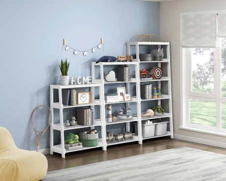 Sloane White Bookcase with 5 Fixed Shelves by Homelegance at Eve Furniture