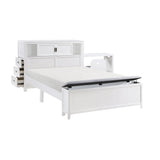Sloane White Full Bookcase Bed with Hidden Desk, Stool and Storage Bench