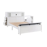 Sloane White Full Bookcase Bed with Hidden Desk, Stool and Storage Bench