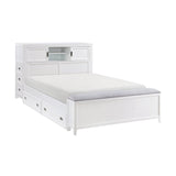 Sloane White Full Bookcase Bed with Hidden Desk, Stool and Storage Bench