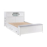 Sloane White Full Bookcase Bed with Hidden Desk, Stool and Storage Bench