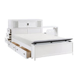 Sloane White Full Bookcase Bed with Hidden Desk, Stool and Storage Bench