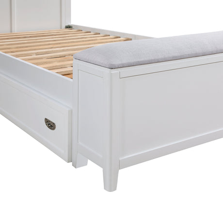 Sloane White Full Bookcase Bed with Hidden Desk, Stool and Storage Bench by Homelegance at Eve Furniture