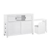 Sloane White Full Bookcase Bed with Hidden Desk, Stool and Storage Bench