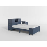 Sloane White Full Bookcase Bed with Hidden Desk, Stool and Storage Bench
