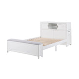 Sloane White Full Bookcase Bed with Hidden Desk, Stool and Storage Bench