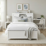 Sloane White Full Bookcase Bed with Hidden Desk, Stool and Storage Bench