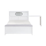 Sloane White Full Bookcase Bed with Hidden Desk, Stool and Storage Bench